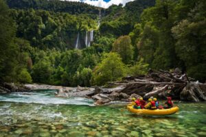 Guests rafting rapids in Earth River rafting trip