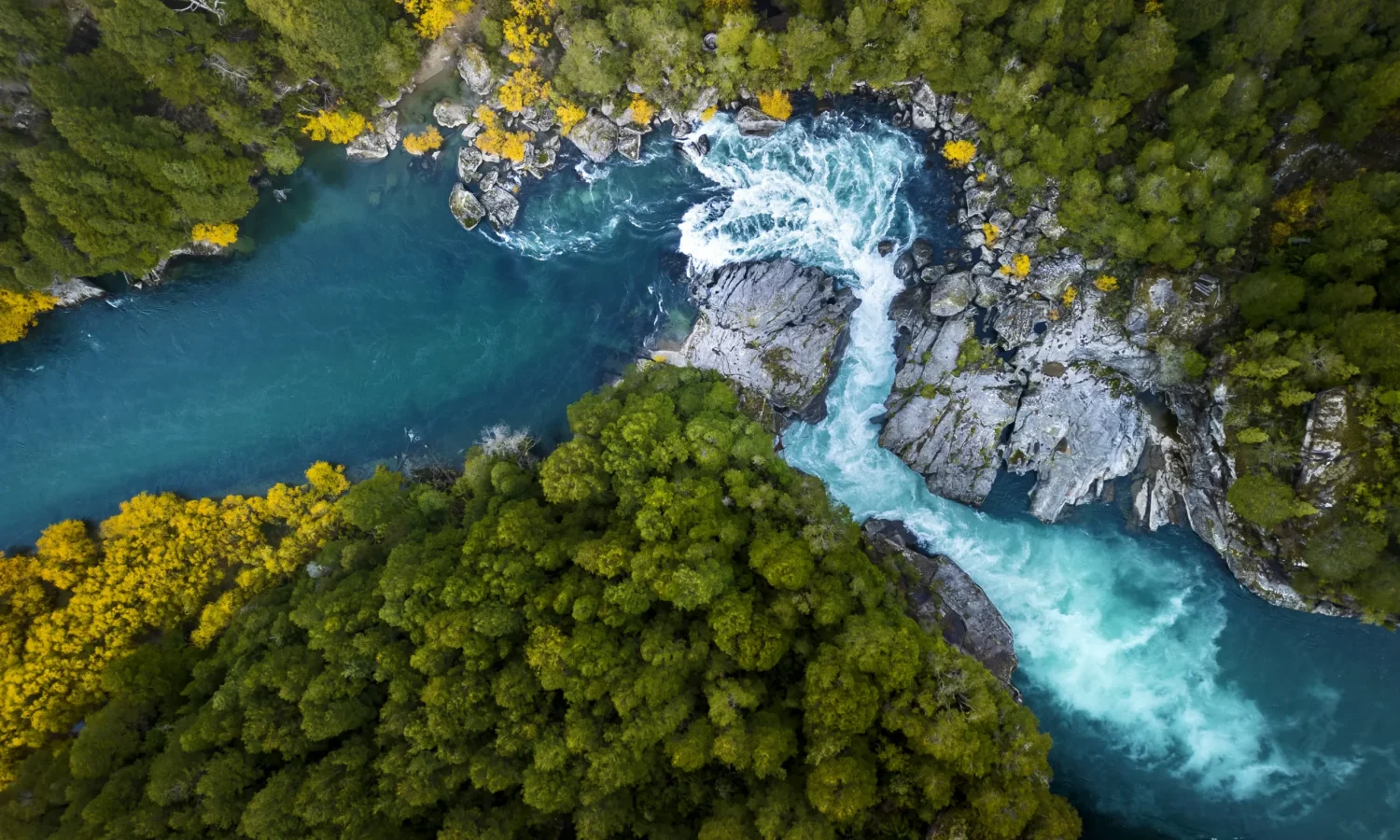 Zeta rapid on the Futaleufú River, a Class V portage showing the 40 foot granite chasm
